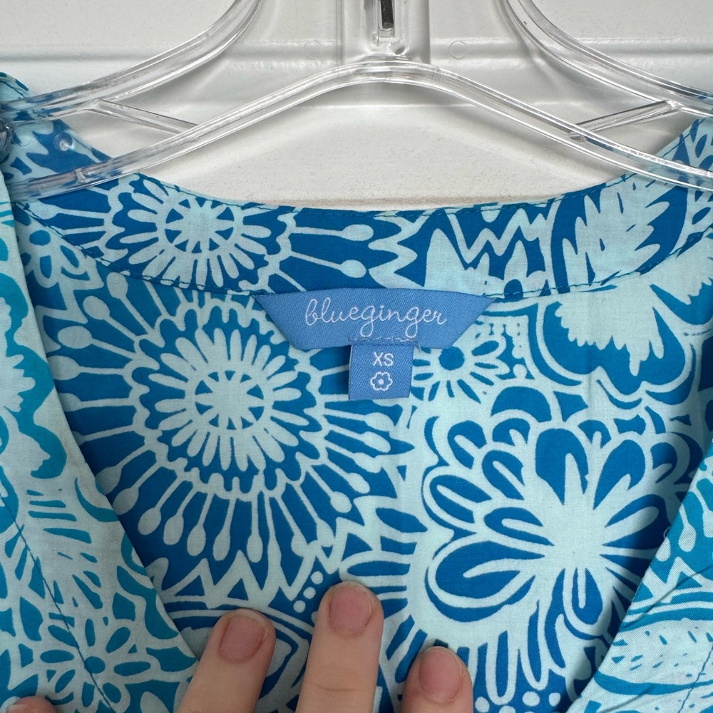 Blue and White V-Neck Sundress Resort Wear